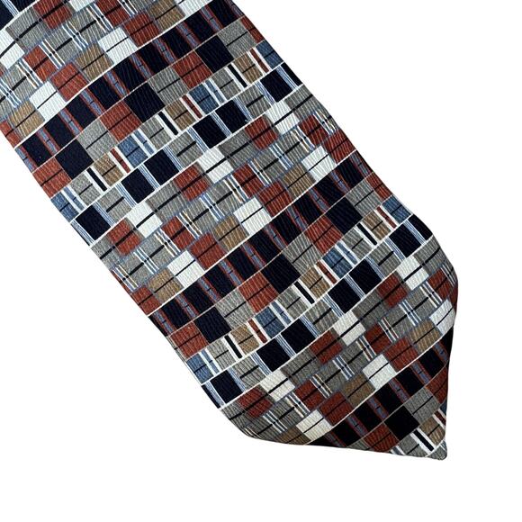 Jhane Barnes Vintage 90's Geometric Print Silk Tie Necktie Made in Japan - Picture 1 of 4